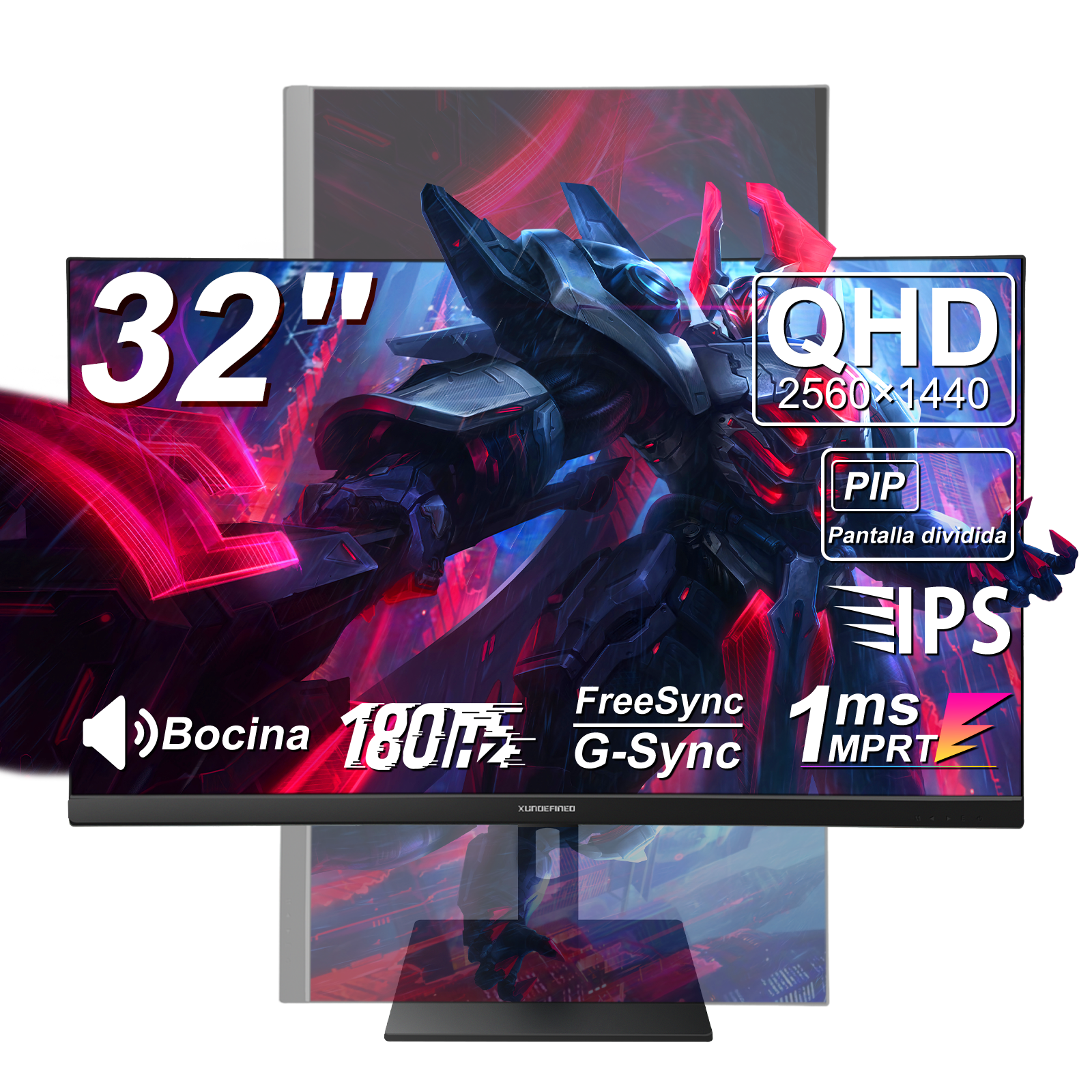 Monitor Gamer Xundefined 32''2K QHD 2560*1440  180hz Bocina Altura Ajustable Giro 180° XG32QH18B PIP,Compatible con PS y Xbox 1440P – Pantalla Gaming y Oficina, Imagen Fluida y Ultra Detallada