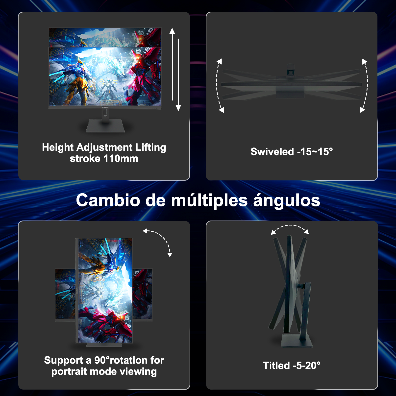 Monitor Gamer Xundefined 32''2K QHD 2560*1440 180hz Bocina Altura Ajustable Giro 180° XG32QH18B PIP,Compatible con PS y Xbox 1440P – Pantalla Gaming y Oficina, Imagen Fluida y Ultra Detallada