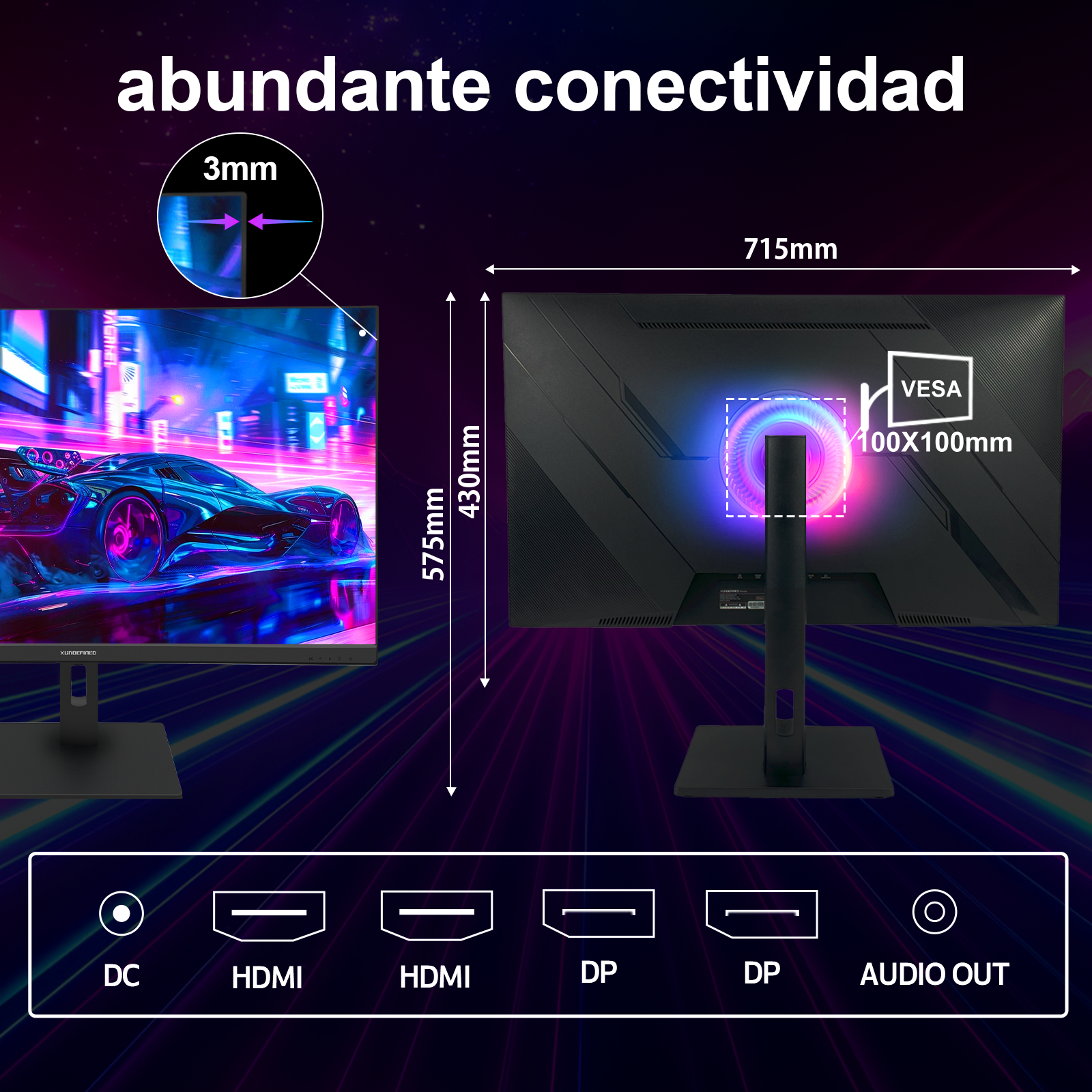 Monitor Gamer Xundefined 32''2K QHD 2560*1440 180hz Bocina Altura Ajustable Giro 180° XG32QH18B PIP,Compatible con PS y Xbox 1440P – Pantalla Gaming y Oficina, Imagen Fluida y Ultra Detallada