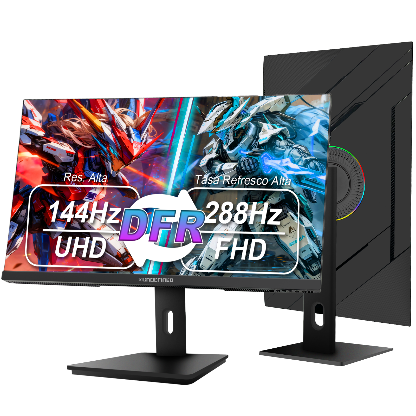 Monitor Gamer Xundefined 27 4K UHD 144Hz 3840*2160p y FHD 288Hz Dual Mode 10BIT Altavoces Base Ajustable Compatible Xbox PS 2160P Pivot Pantalla Gaming y Oficina