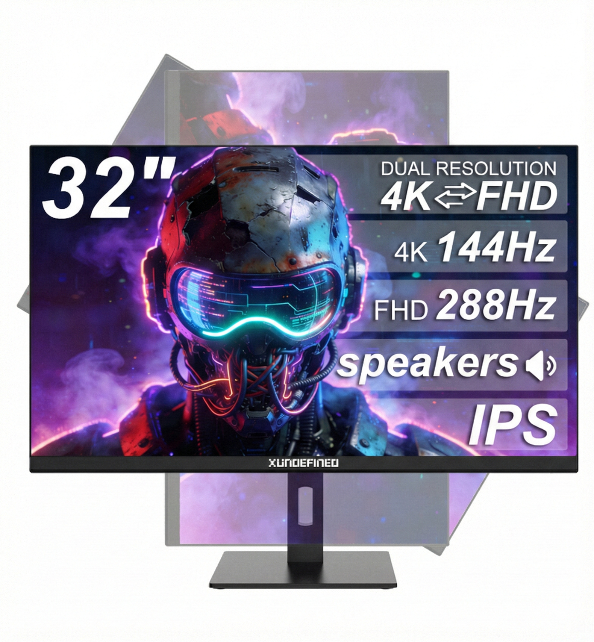 **Monitor Gamer 32 Pulgadas 4K 144Hz FHD 288Hz XUNDEFINED Doble Modo 10BITS Altavoces Base Ajustable Giratoria Pívot HDMI DP Pantalla UHD Ultra Fluida para Gaming Oficina Diseño**