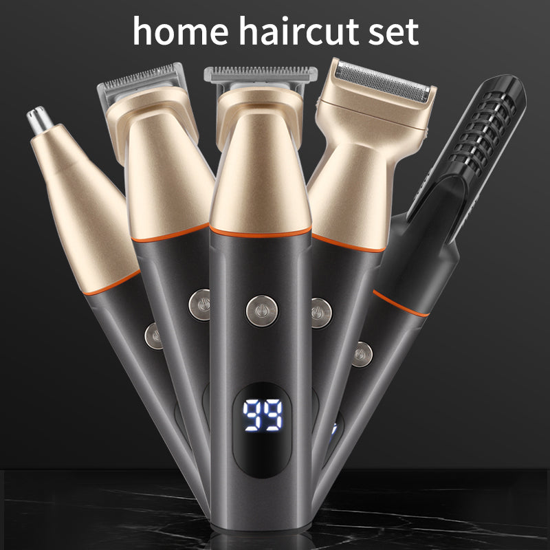 Xundefined Afeitadora Eléctrica LK-881 Dorado | Base de Carga 5 en 1, 5 Cabezales Intercambiables, Acero Inoxidable IPX7, Autonomía 90min, Diseño Ergonómico