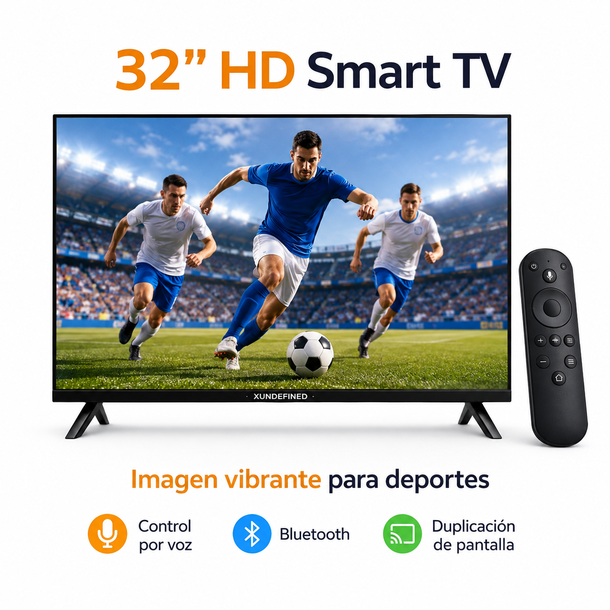 Smart TV XUNDEFINED 32 Pulgadas HD LED Google TV WiFi Bluetooth Chromecast Dolby Audio Asistente de Google 2 HDMI 2 USB
