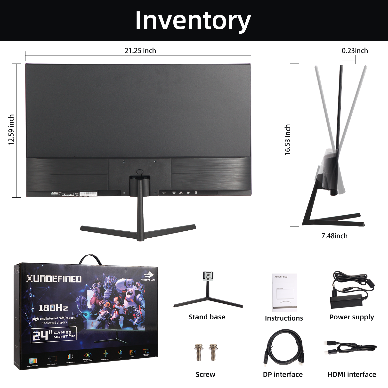 Chile for Cyber 24 inches Xundefined computer gaming monitor 180hz 1920*1080 HDMI