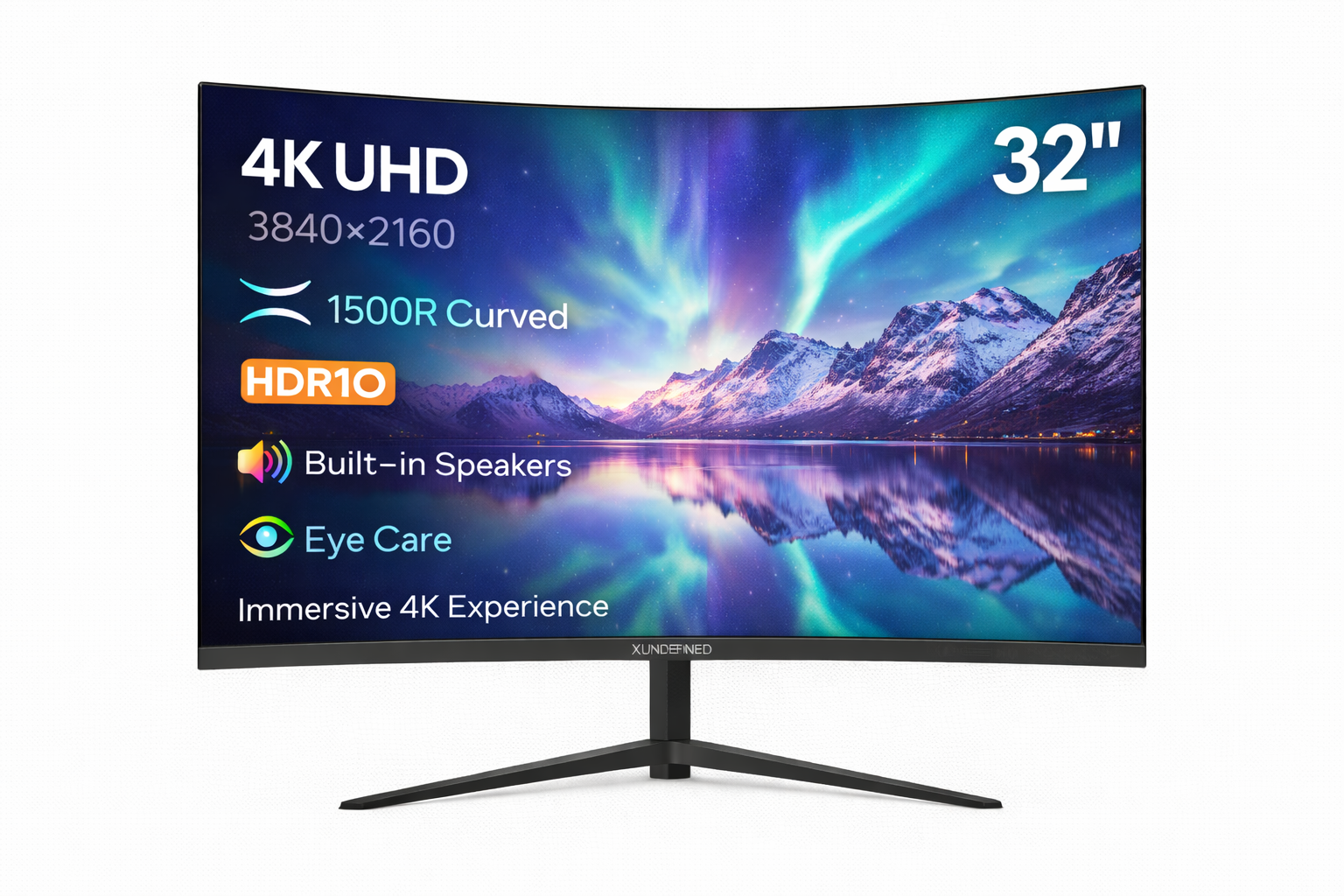 Xundefined Monitor Gamer 32 4k Uhd Curvo Design Edition Ideal para Creativos, Trabajo Remoto y Entretenimiento (Compatible PS5/Xbox)