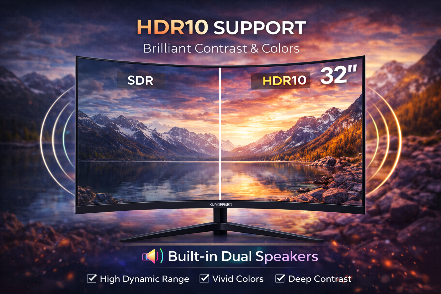 Xundefined Monitor Gamer 32 4k Uhd Curvo Design Edition Ideal para Creativos, Trabajo Remoto y Entretenimiento (Compatible PS5/Xbox)