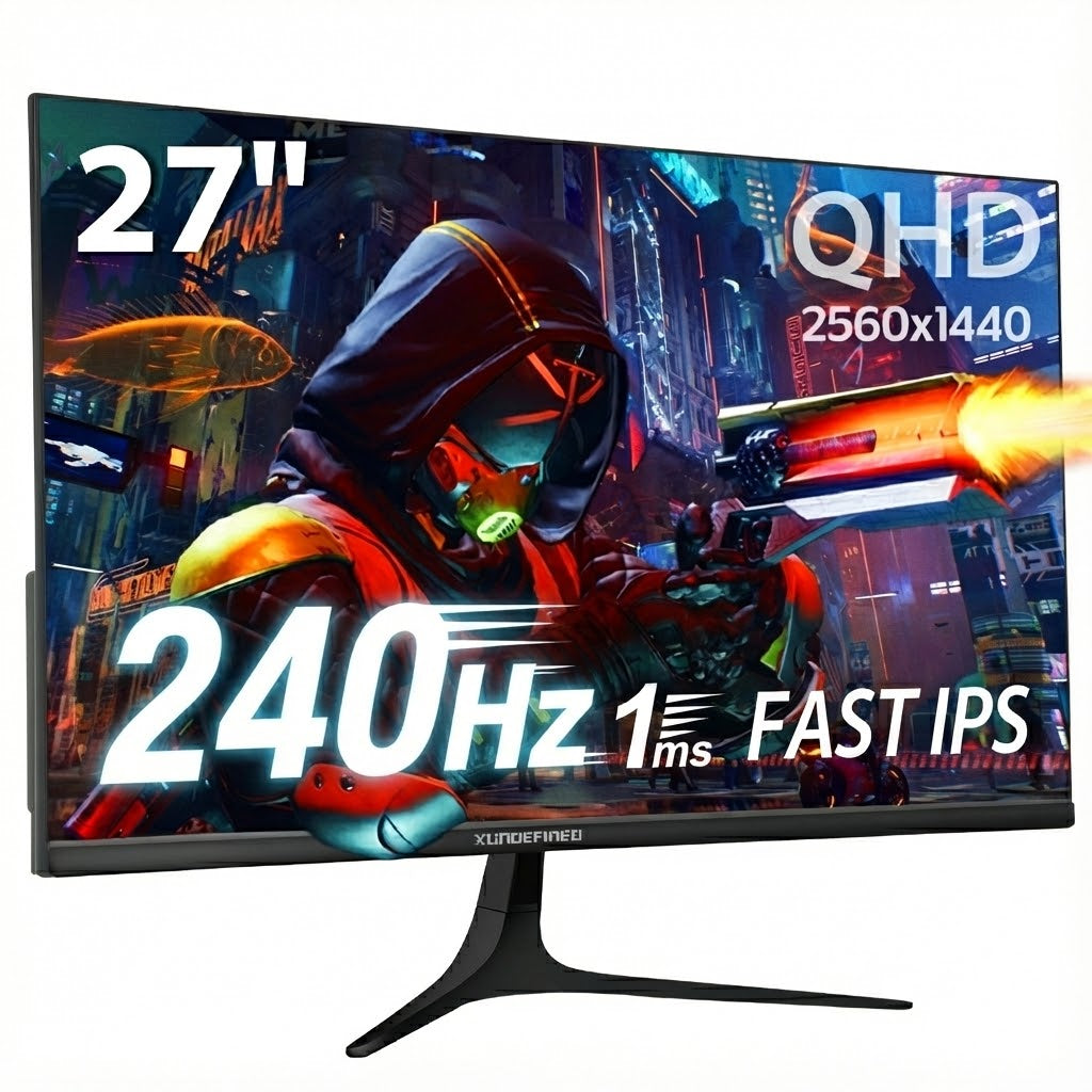 Monitor Gamer Xundefined 27 Pulgadas 2K QHD 240Hz 2560x1440 IPS Altavoz FreeSync Compatible Xbox PS 1ms HDMI DP Gaming Competitivo Oficina Diseño
