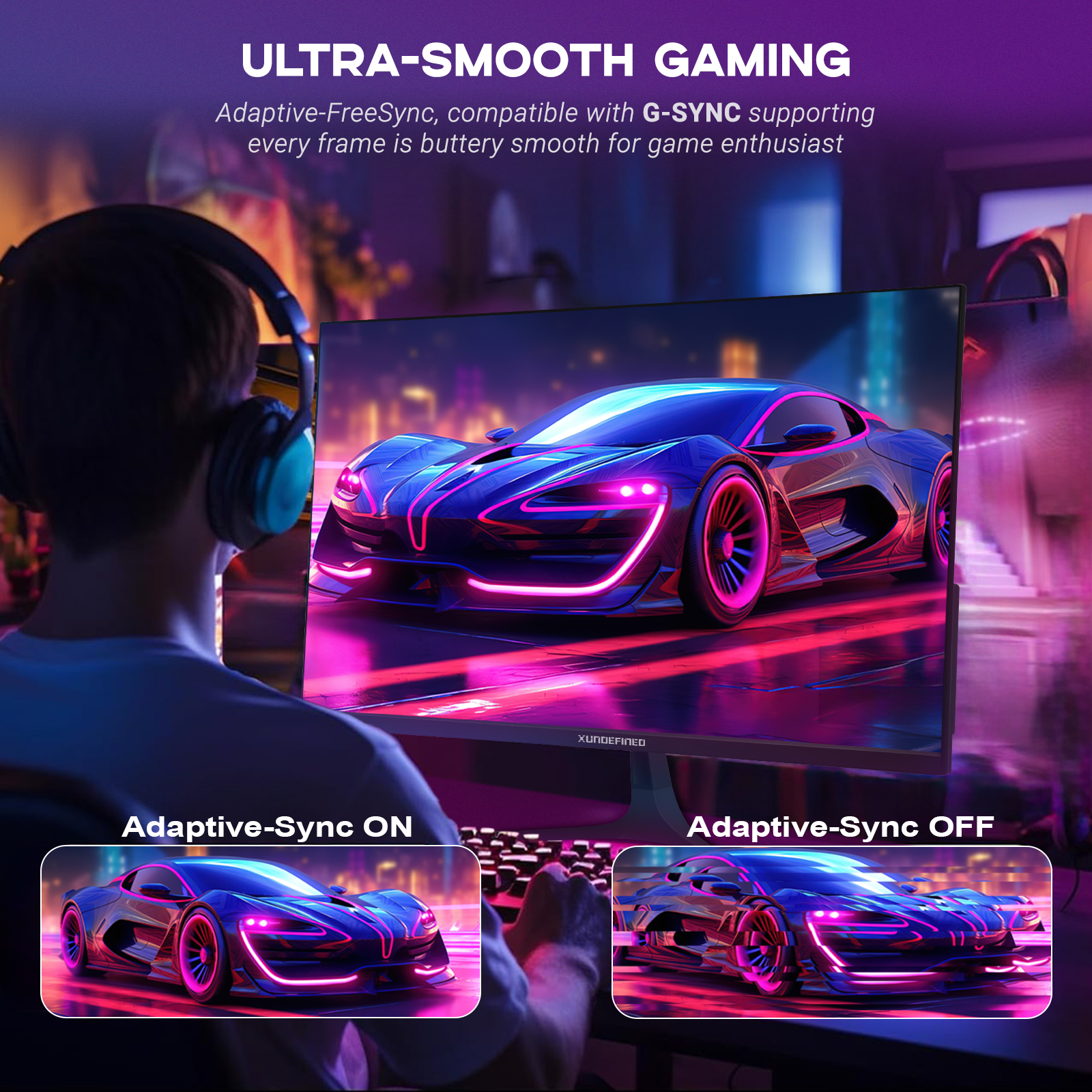 XUNDEFINED 27-Inch QHD 2K Gaming Monitor (No Height-Adjustable Stand Version)