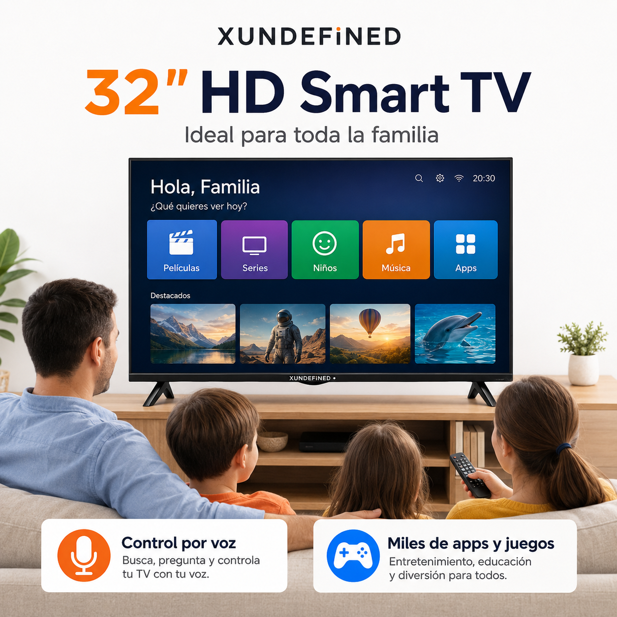 Smart TV XUNDEFINED 32 Pulgadas HD LED Google TV WiFi Bluetooth Chromecast Dolby Audio Asistente de Google 2 HDMI 2 USB