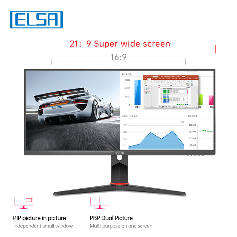 30 inches Elsa computer gamer monitor 30G1P Auto game 2560*1080 200hz high resolution