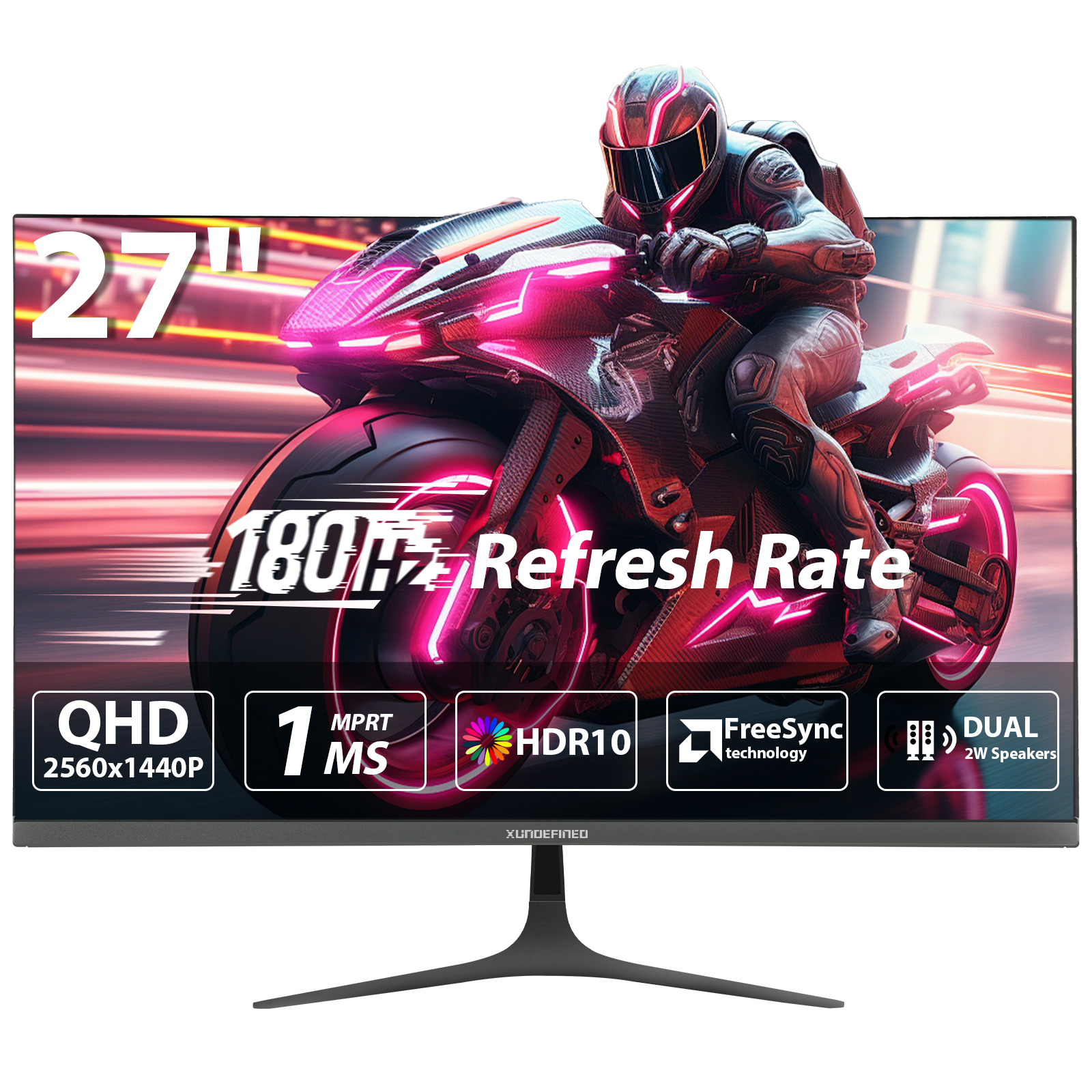 XUNDEFINED 27-Inch QHD 2K Gaming Monitor (No Height-Adjustable Stand Version)