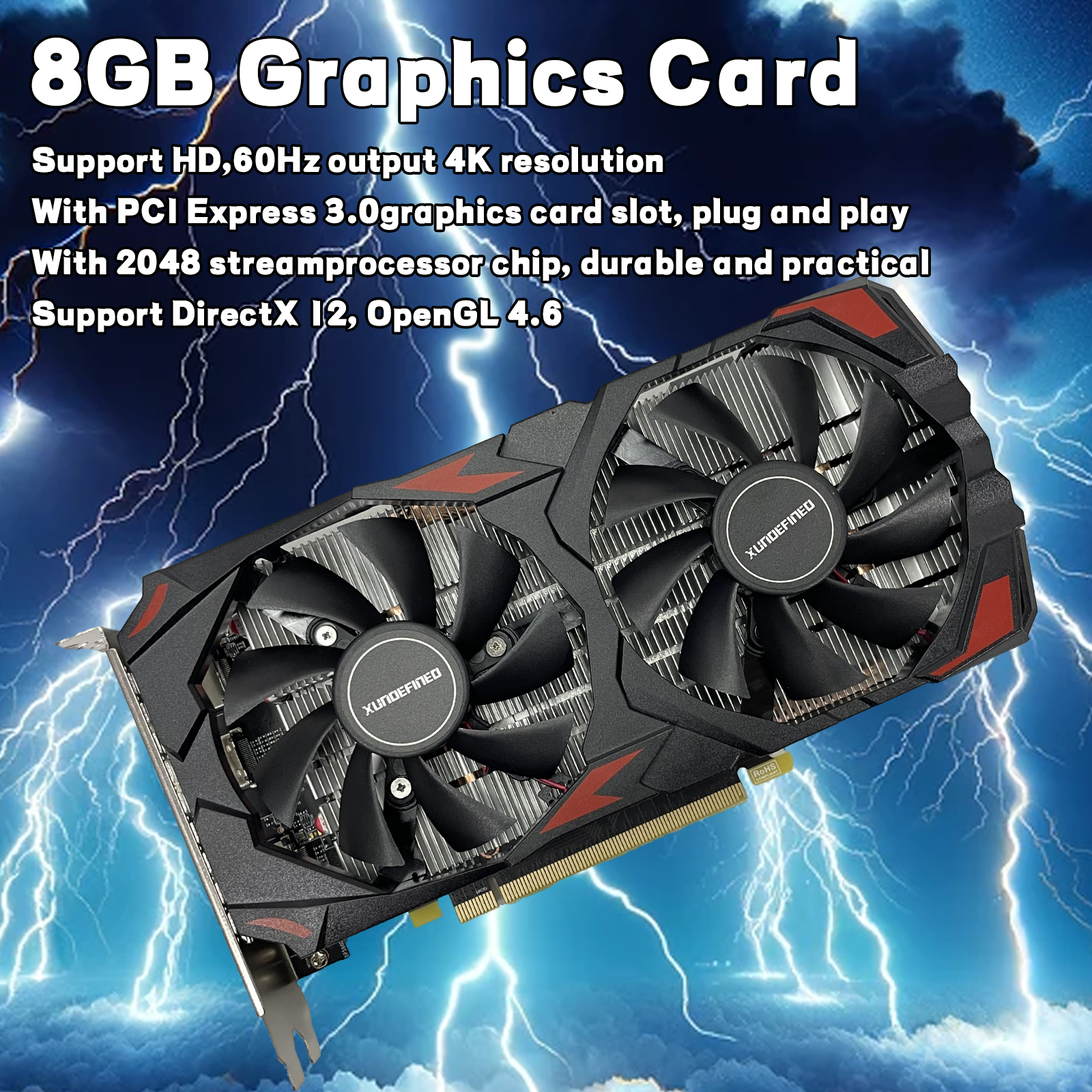 Xundefined Desktop computer game graphics card Rx 500 Series Rx 580 2048sp 8gb Video Card