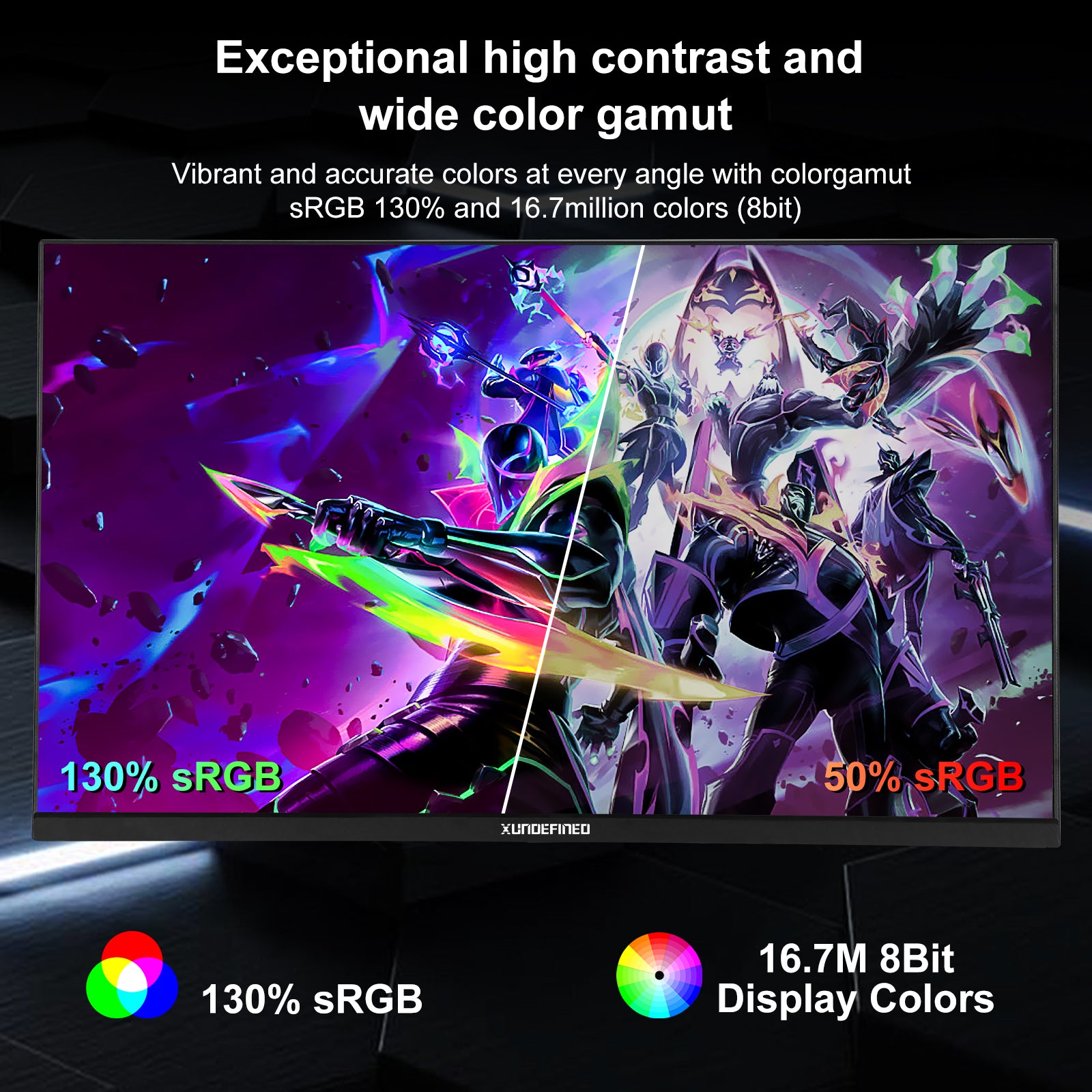 Monitor gamer Xundefined 27” FHD 1K 144Hz FreeSync con Bocinas, HDMI + DP, Compatible 120Hz y Soporte VESA