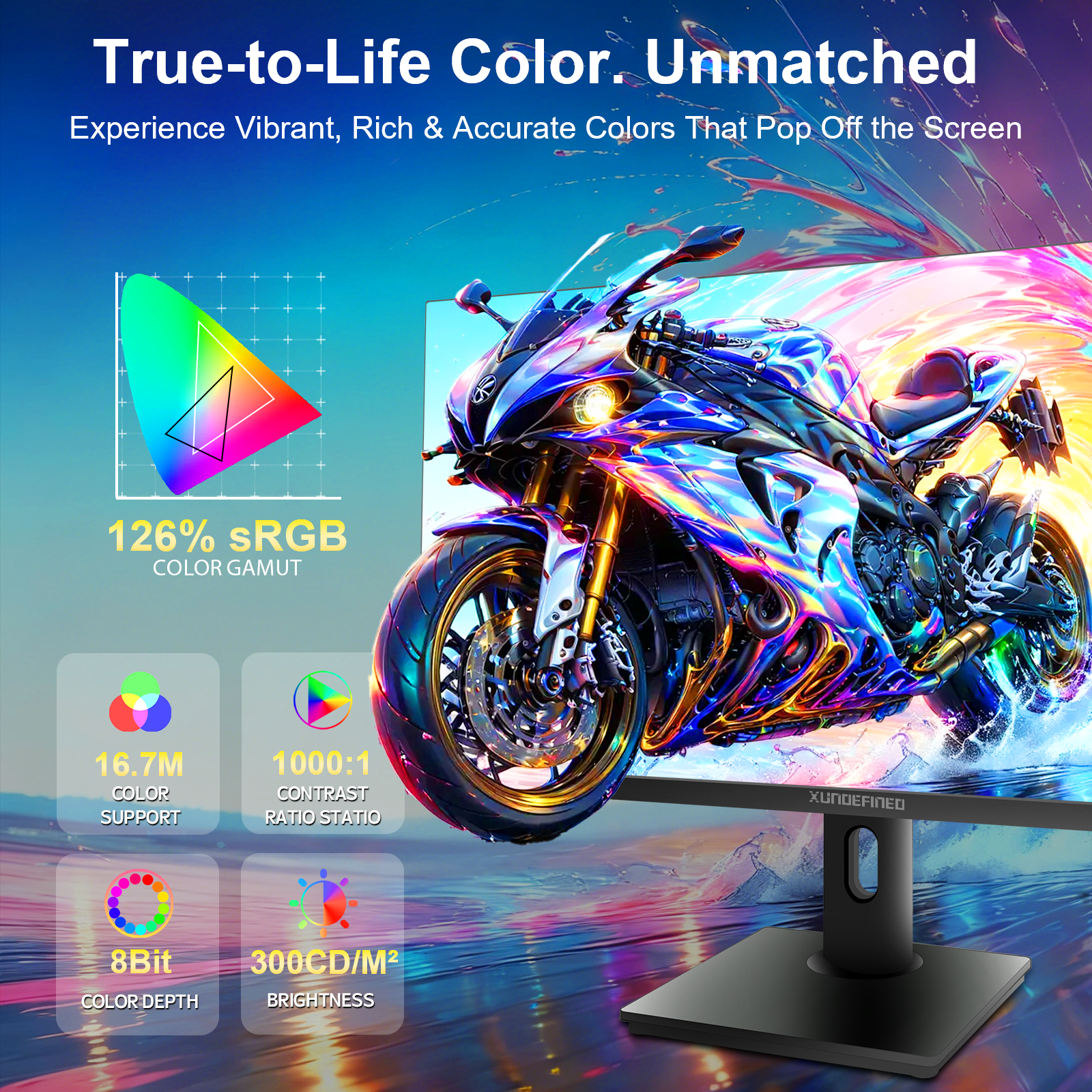 Monitor Gamer Xundefined 27 4k Uhd 144hz 3840*2160p y Fhd 288hz Dual Mode 10BIT Altavoces Base Ajustable Compatible Xbox PS 2160P Pivot Pantalla Gaming y Oficina