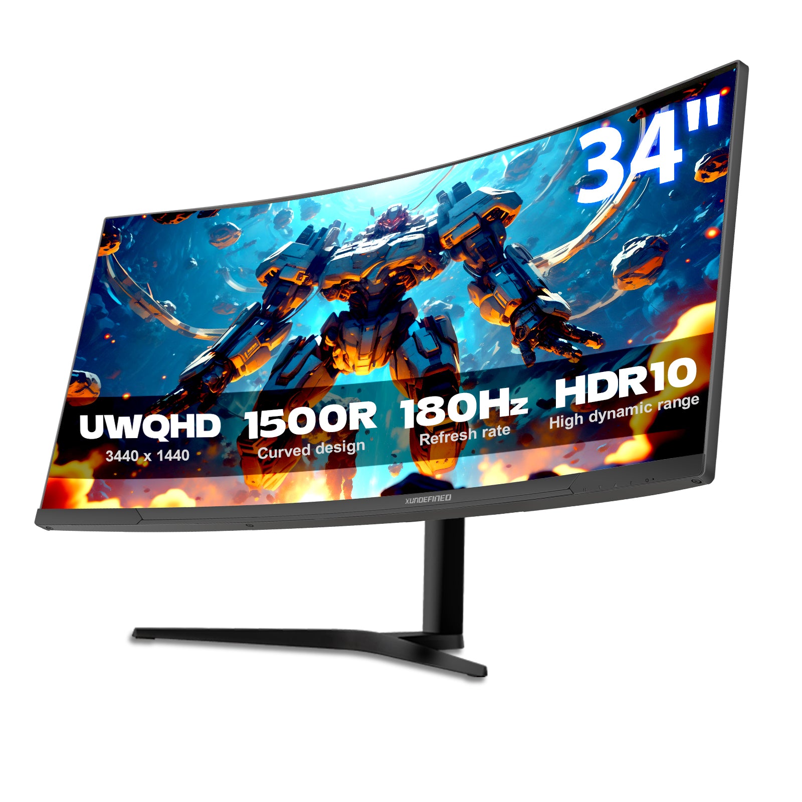 34 Inch Ultrawide Curved Gaming Monitor with 1500R Widescreen, UWQHD 3440 x 1440, 180Hz, sRGB 126%, FreeSync & G-SYNC, PIP/PBP, Height/Rotation Adjustable, Built-in Speaker, 2 x DP 1.4/2x HDMI 2.0