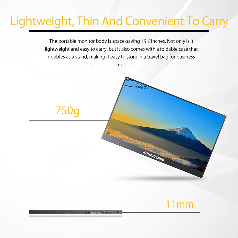 16 inches portable monitor removable ips screen 2.5K HDR with speaker audio multi-function support multi-interface ultra-thin rotatable