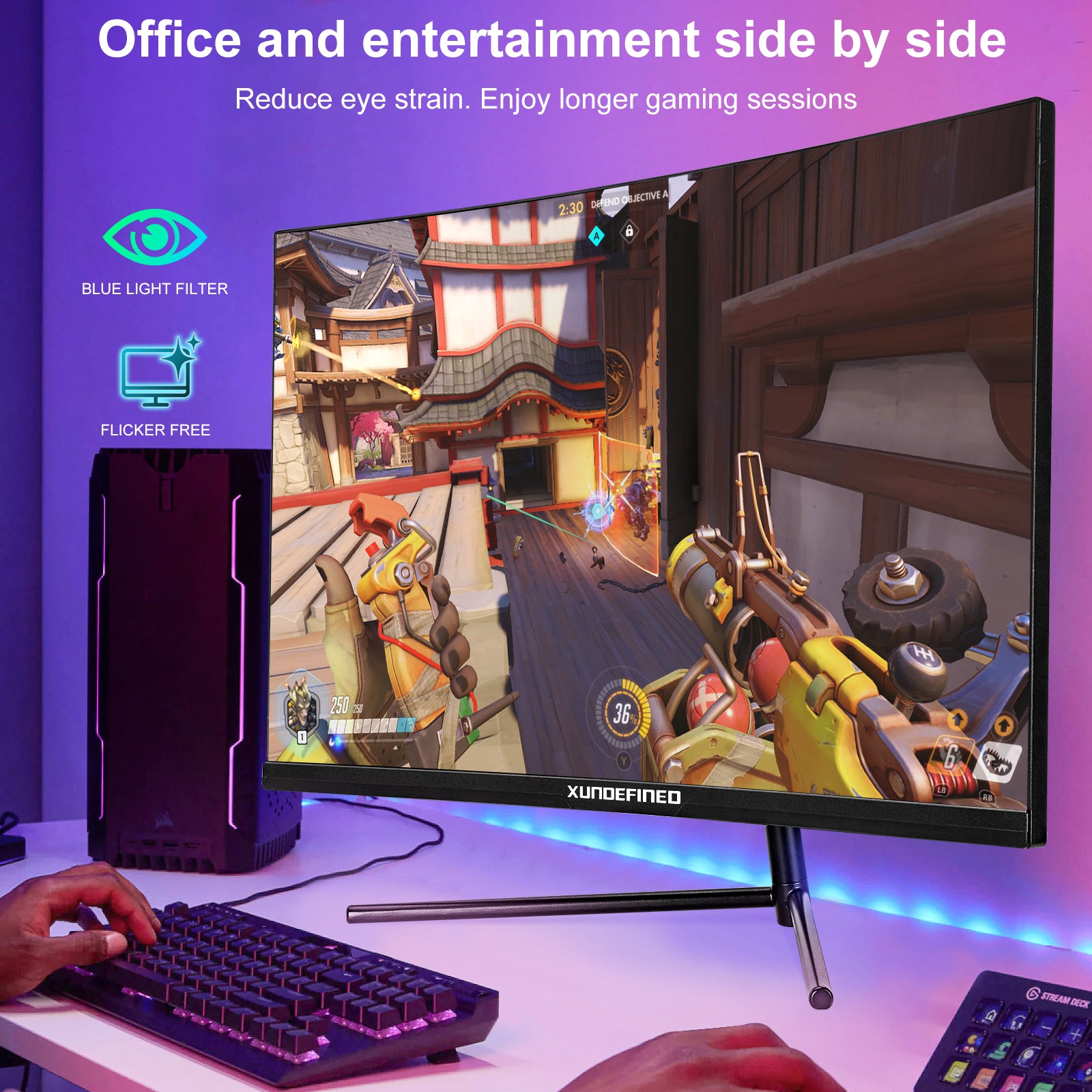 27 inches 1080P 180HZ 1500R Ultrawide Monitors，xundefined curved monitor equipped with high resolution