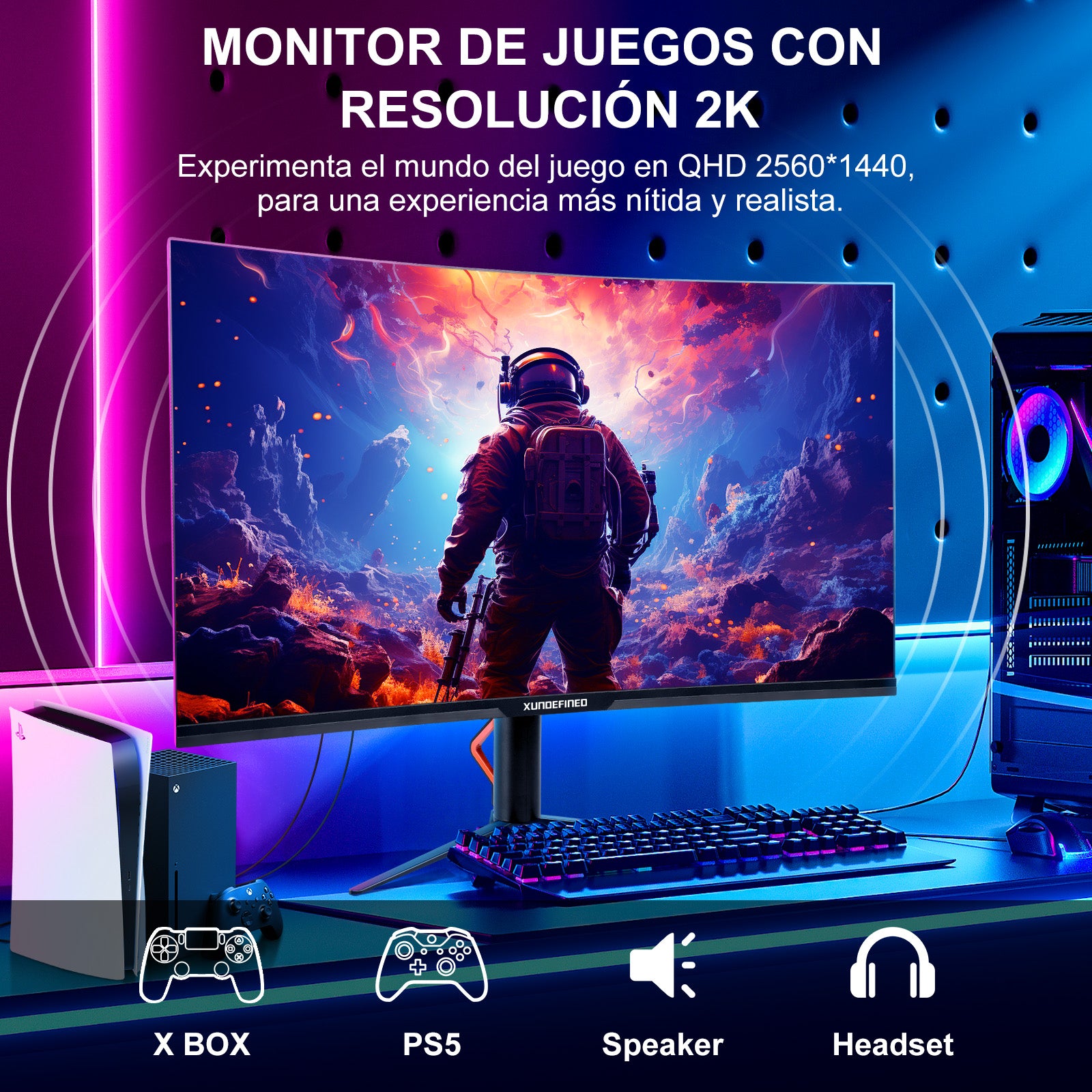 32 inches 2k xundefined curved computer gaming Monitor 165hz Rotation Lifting Speaker