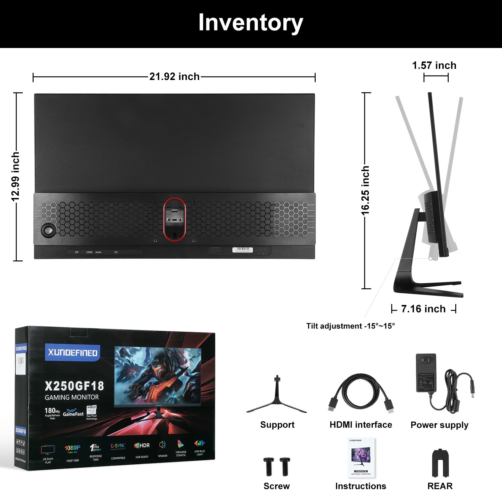 25 inches xundefined computer Monitor Game Fhd 180hz with Bocina Ips Hdmi 1ms