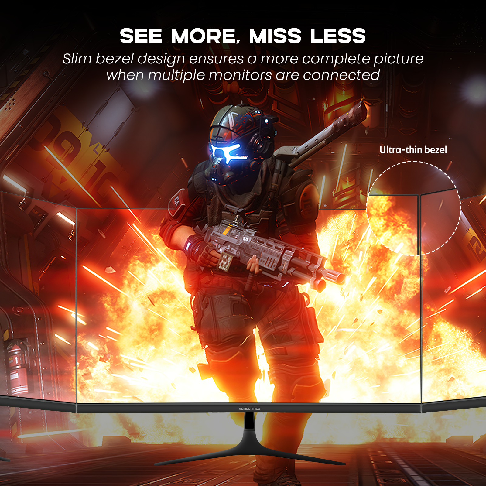XUNDEFINED 27-Inch QHD 2K Gaming Monitor (No Height-Adjustable Stand Version)