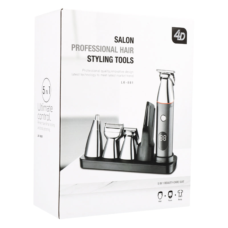 Xundefined Afeitadora Eléctrica LK-881 Dorado | Base de Carga 5 en 1, 5 Cabezales Intercambiables, Acero Inoxidable IPX7, Autonomía 90min, Diseño Ergonómico