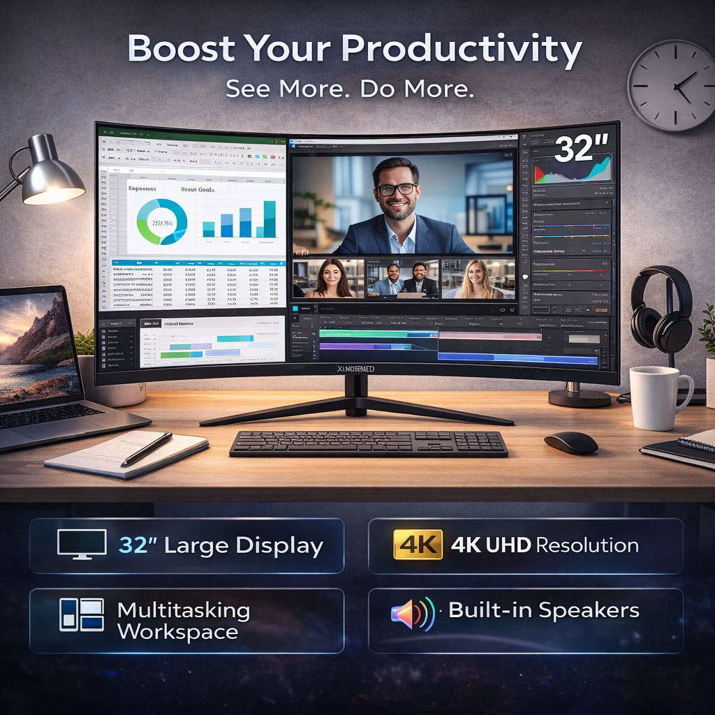 Xundefined Monitor Gamer 32 4k Uhd Curvo Design Edition Ideal para Creativos, Trabajo Remoto y Entretenimiento (Compatible PS5/Xbox)